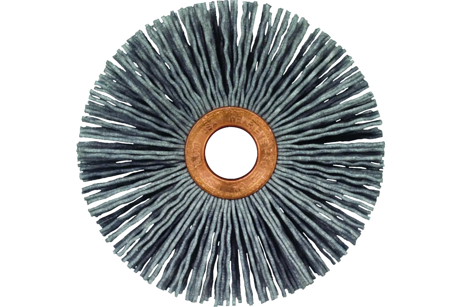 Picture of Pferd M-BRAD® Tube Center Wheel Brush 3" Dia. .035/180 Grit Silicon Carbide 1/2" Arbor